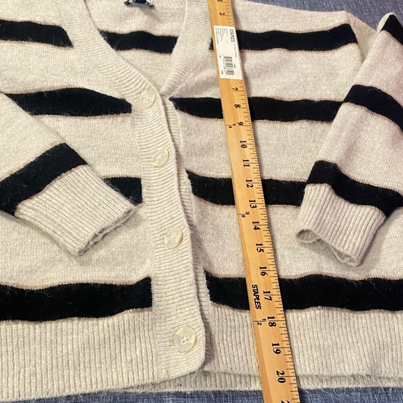 Splendid Striped Cardigan Sweater Beige Black Size Small Button Front Knit Soft - Picture 7 of 7